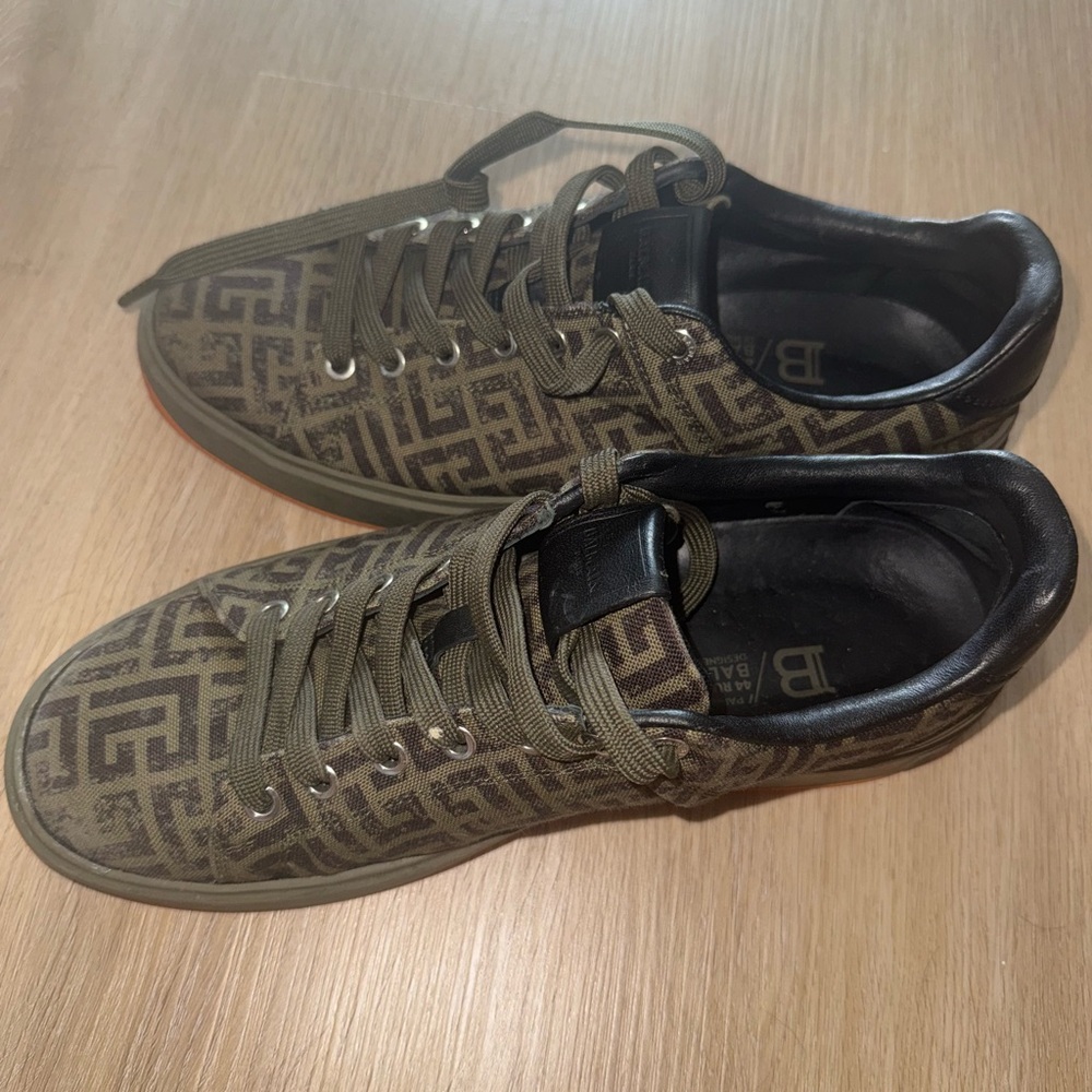 Balmain Brown Monogram Sneakers
